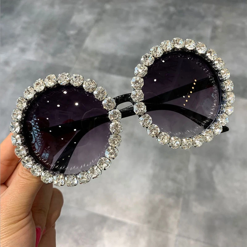 89128 Vintage Oversized Sun Glasses 2020 Fashion Pink Rhinestone Square Sunglasses for Women