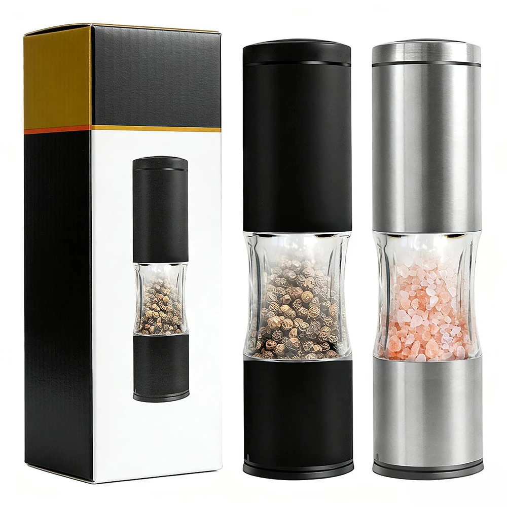 Food-Grade SS Manual Salt and Pepper Grinder Set Metal Adjustable Coarseness CE Certified Refillable Grinding Spice Grinder