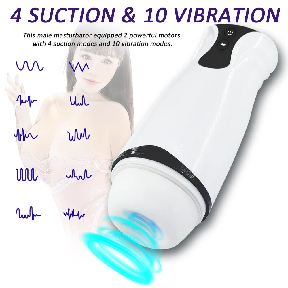 Silent Motor Electric 4 Frequency Smart Sucking Male Erotic Masturbator  Vibration Sucking Massager Masturbation Cup