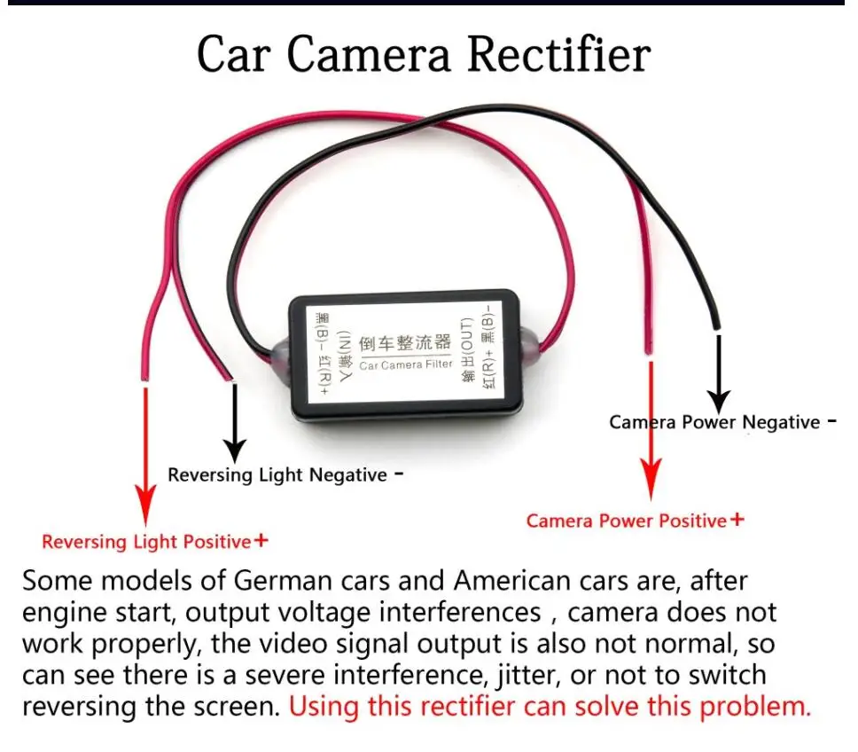 Keenso Filtro raddrizzatore per telecamera posteriore auto, 12 V CC