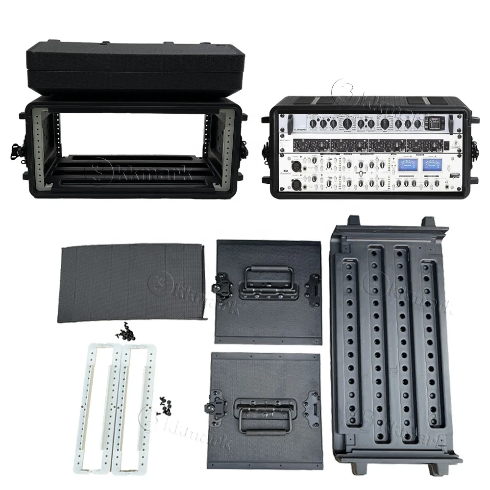 Removable Waterproof Fireproof PE HDPE 2U 3U 4U 6U 8U 10U 12U 14U 16U Amplifier Shock Mount Racks Plastic Flight case