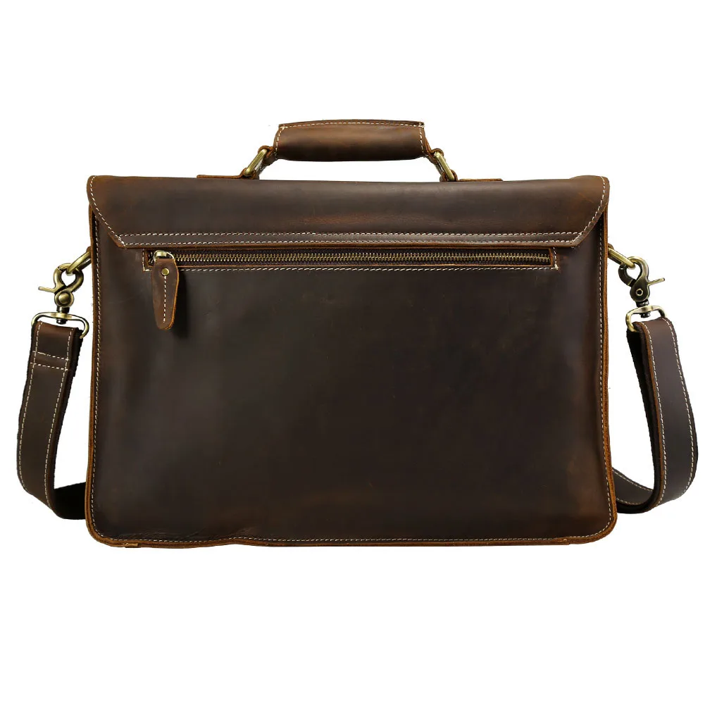 Wholesale Customize Classic Design Real Leather Messenger Bag Crazy Horse Leather Laptop Bag Genuine Leather Briefcase for Men
