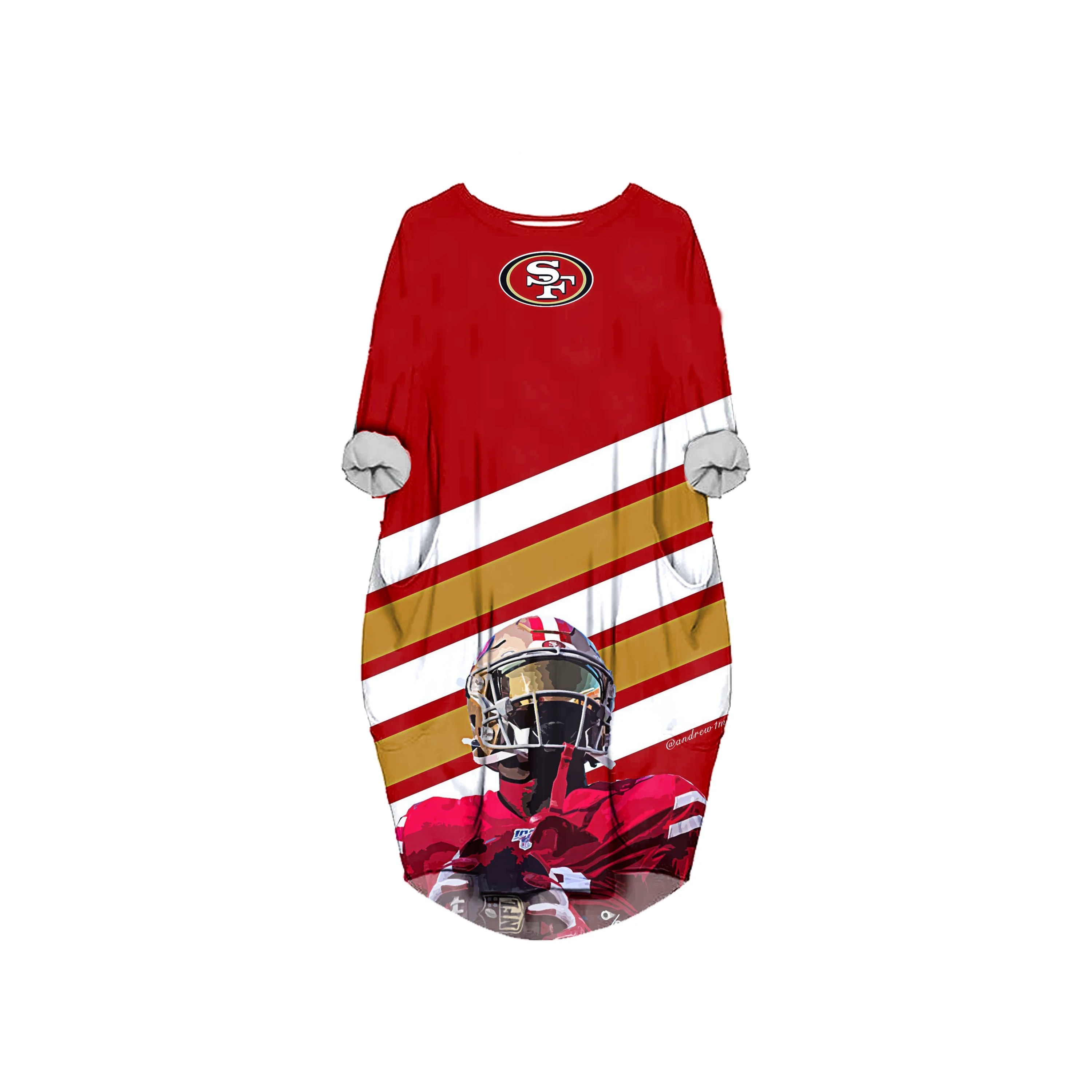 Women's NFL Football 3D Printed Long Sleeve Dress for NFL Football Fans