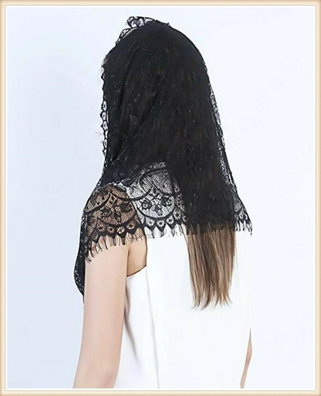 Velo Mantiglia In Pizzo Nero Per Chiesa, Stile Spagnolo, Morbido E Confortevole - Per Donne, Per Messa, Matrimoni, Battesimi O Come Foulard Elegante