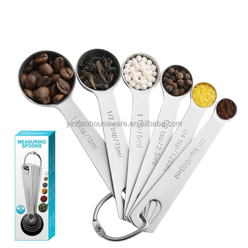 6pcs Set Narrow Stainless Steel Spice Measuring Spoons Baking