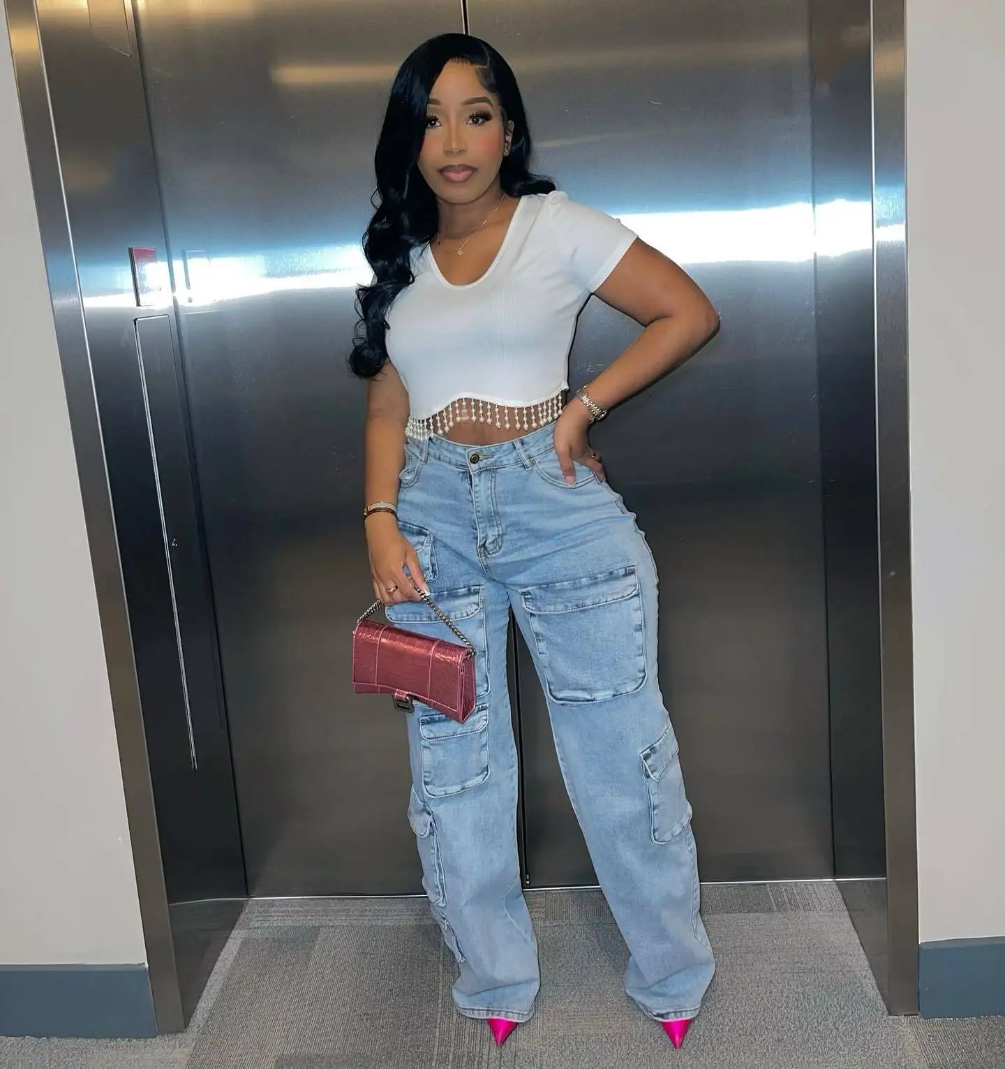 Taille Haute Jean Boyfriend Large Femme Le Jean Lily Indigo Pâle