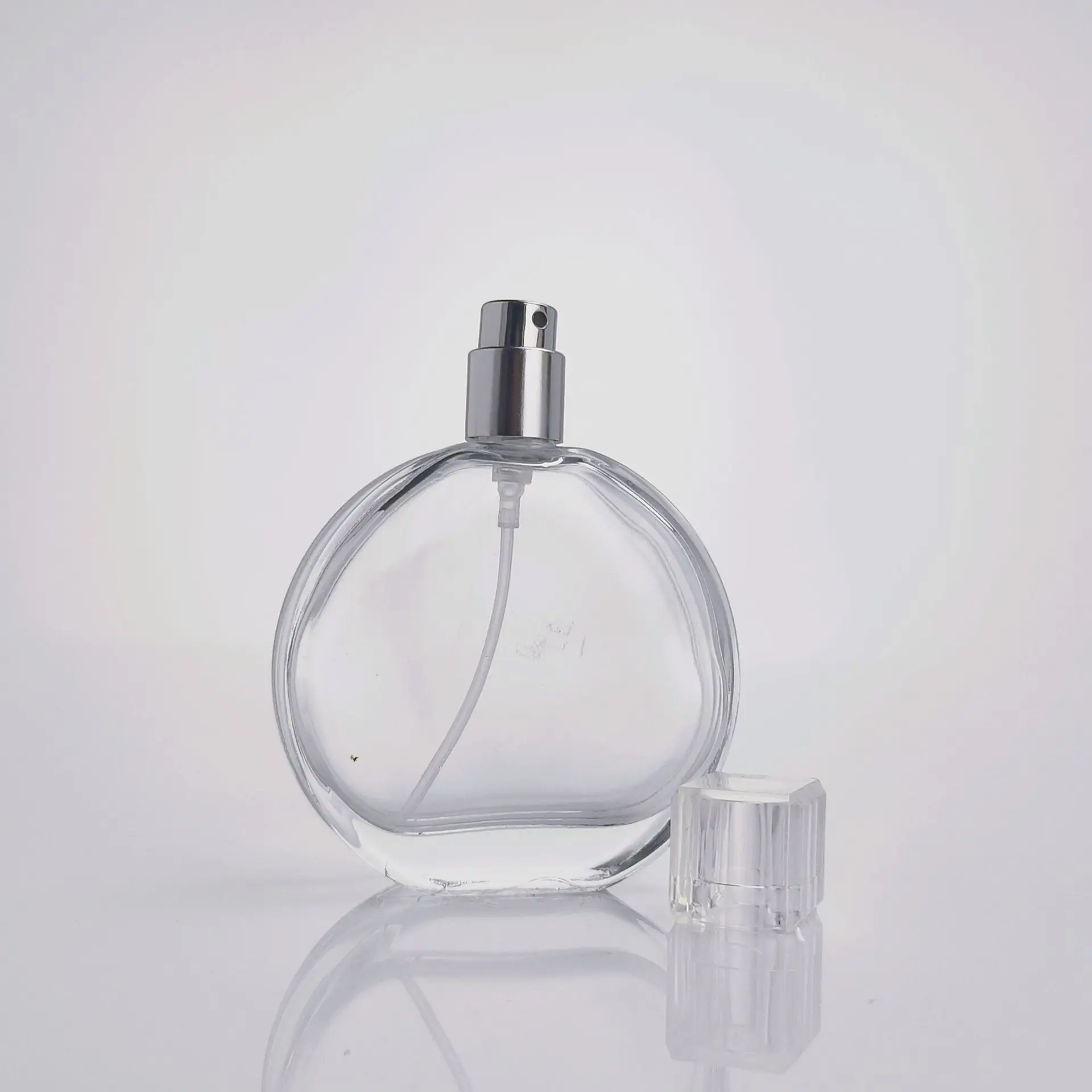 Wholesale 100ml Sixsided Perfume Bottles Empty Clear Round 50ml Custom