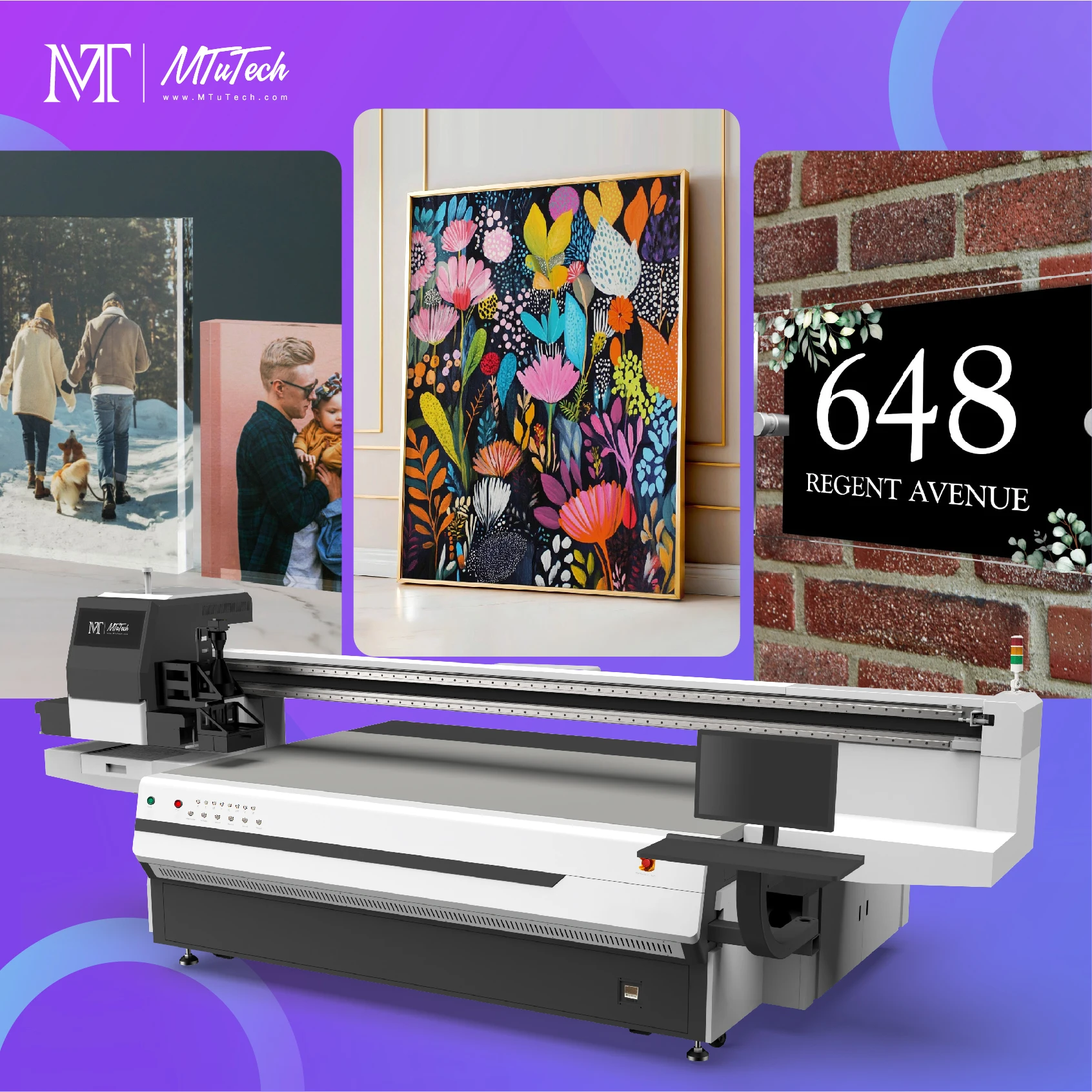 MTuTech 4'*8' UVフラットベッドプリンター - ガラス、アクリル、木材
