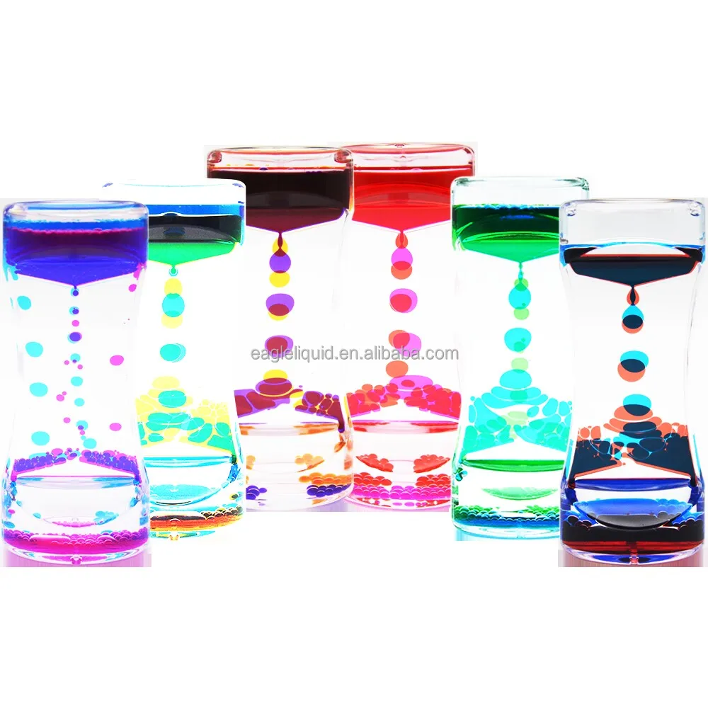 Liquid Motion Bubbler Timer with Floating Color Lava Incredibly Effective Calming Stress Relief Hourglass Toy for Kids Autism