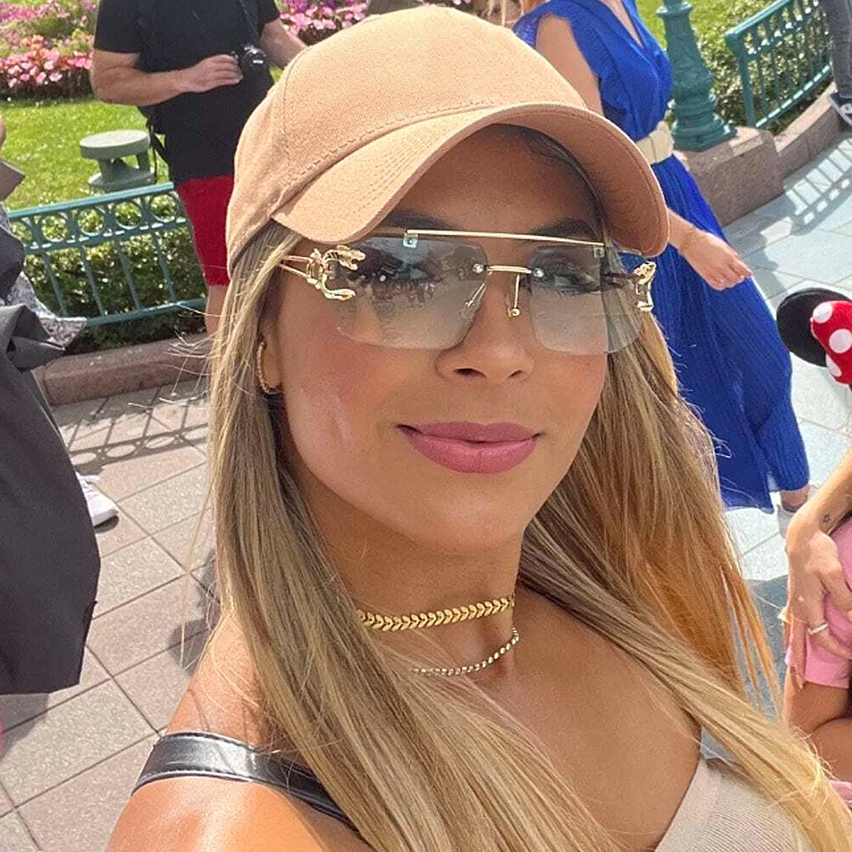 New Blue Cut Glasses Rimless Eyewear Fashion Frameless Sun Glasses Leopard  Metal Gold Vintage Sunglasses for Women and Men