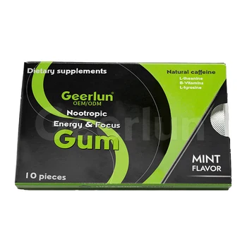 Factory Private Label L-Theanine Caffeine Mints Support Memory Nootropic Energy Focus Chewing Gum