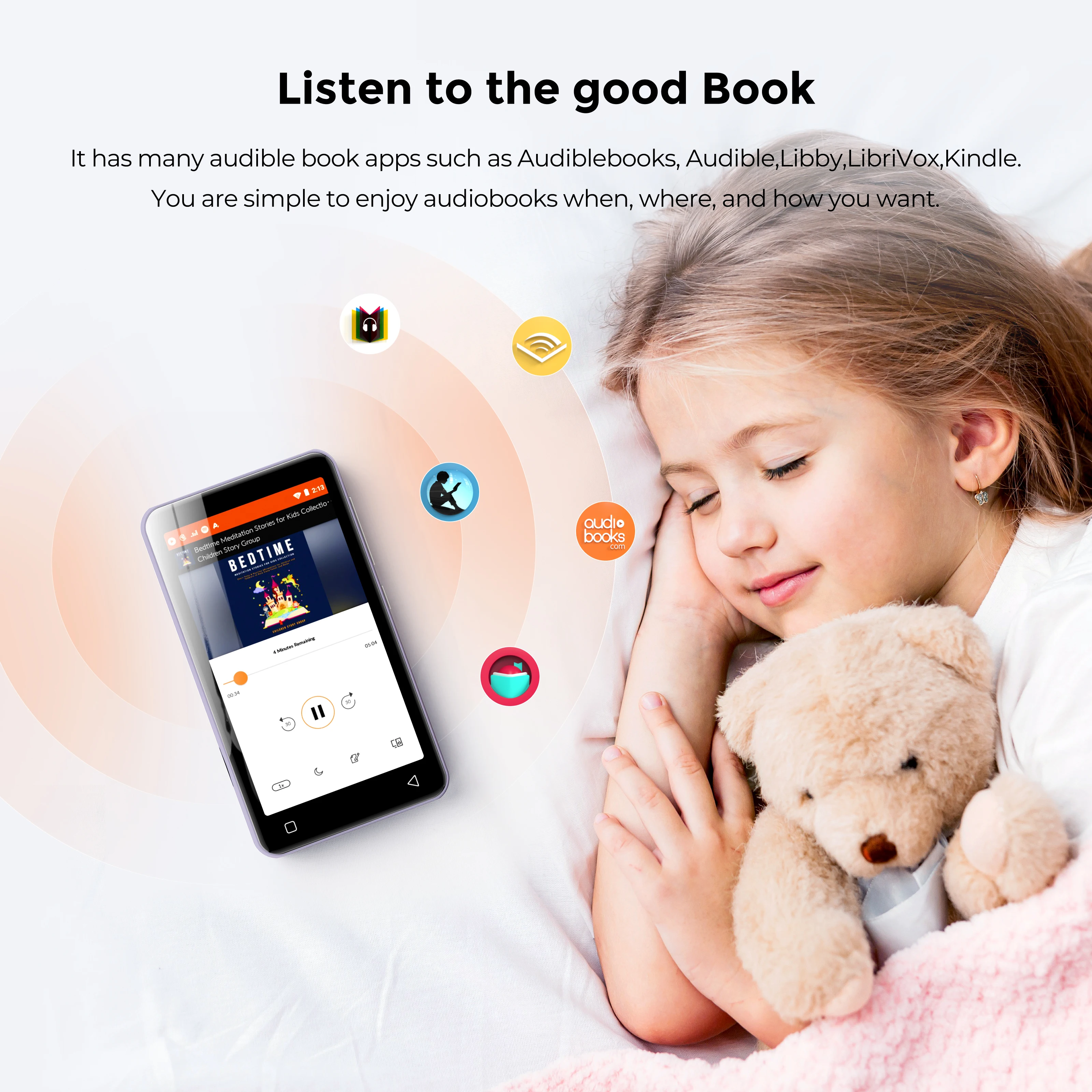 Portable 1TB Expandable Storage MP4 Music Player with Hi-Fi Audio Wireless Streaming & E Reader, Support Gift-Ready Packaging