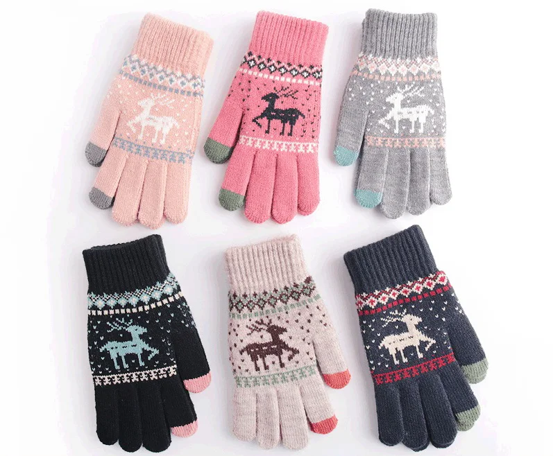 Трикотажные перчатки теплые перчатки с сенсорным экраном зимние перчатки с сенсорным экраном модные удобные жаккардовые для зимы с логотипом на заказ