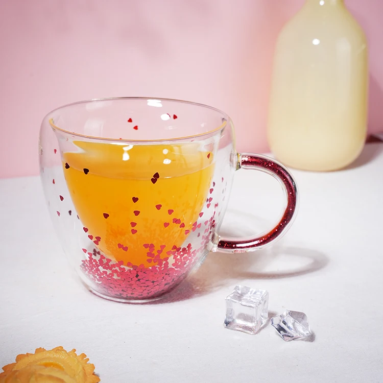 270ml Hot Sell Valentine's Day Giftware Double Wall Glass Coffee Cup