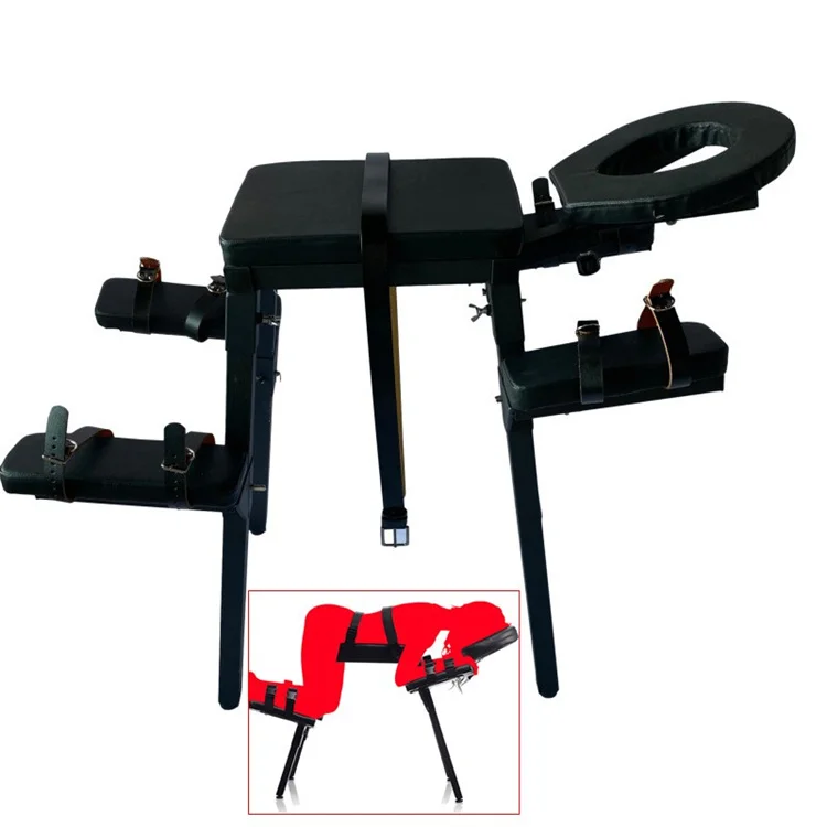 Bondage Sex Table Adjustable Restraint Wrist Cuffs Included Sex Furniture Massage Bed with Face & Crotch Hole for Adult Couples-888100