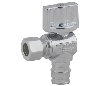 CUPC Certified Brass Angle Shut Valve 1/4 Turn Lead-Free with PEX-A X OD Compression for Kitchen & Bathroom Use