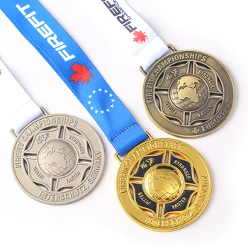 HSQ manufacture custom metal 3D globe earth first place championship medals