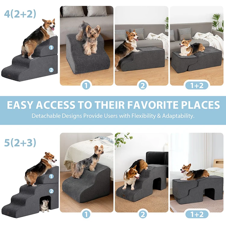 High Quality Pet Steps Ramp Extra Wide Sturdy High Density Foam Pet Dog ...