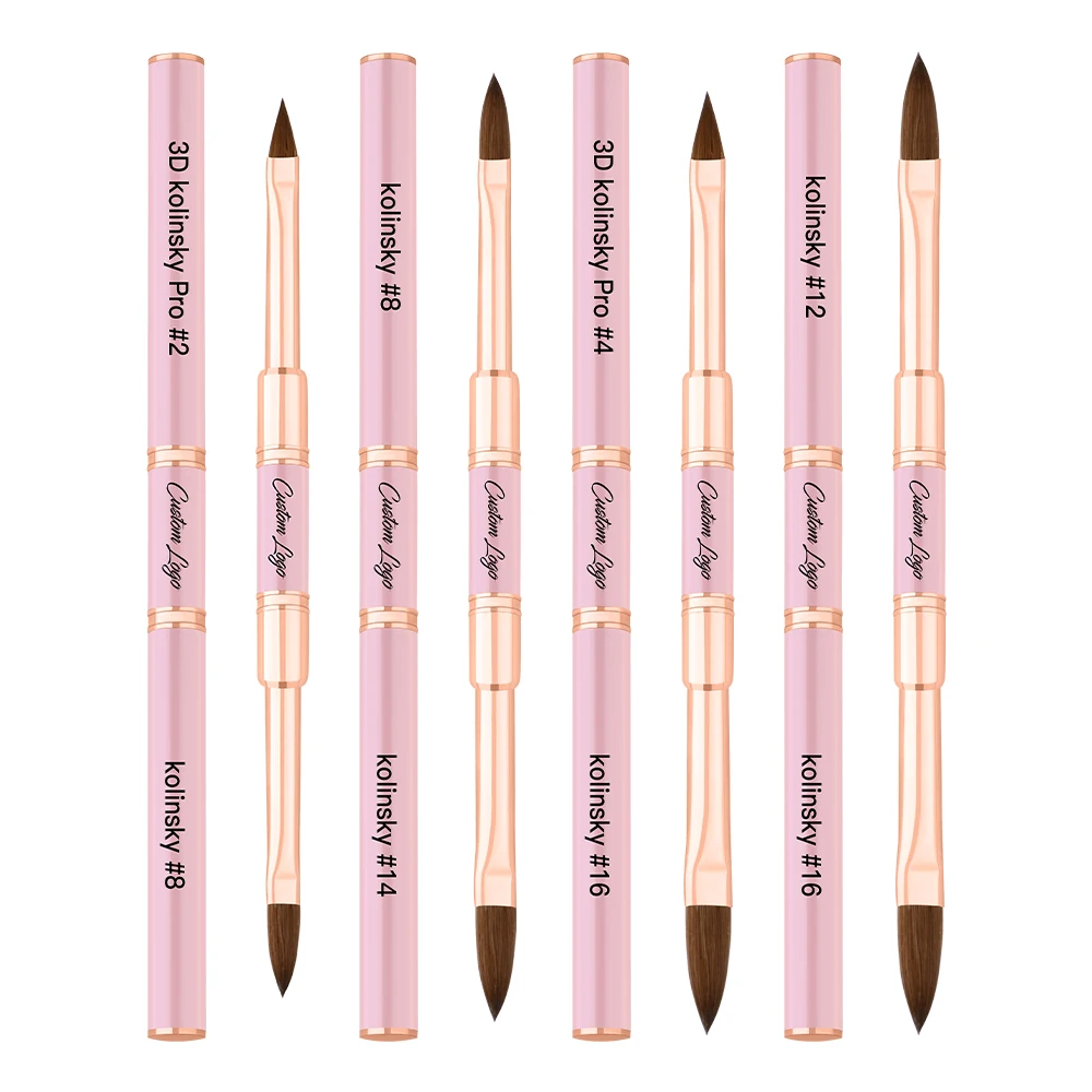 Двусторонняя кисть Kolinsky для маникюра немецкая Кисть ногтей 3D размер 2 4 6 8 10 12 14 16 18