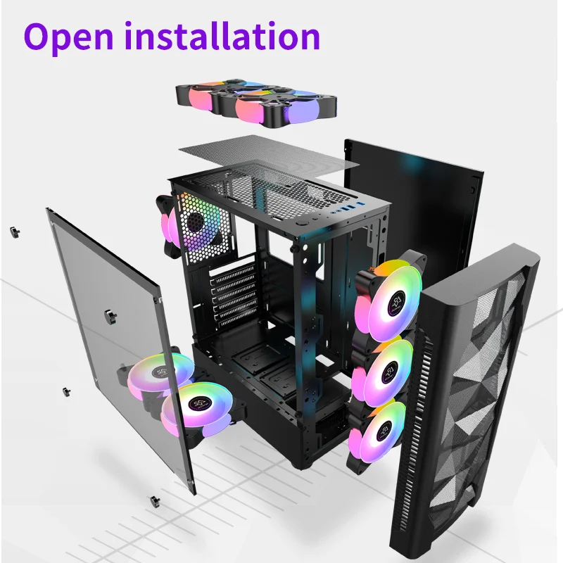 Boîtier PC ATX SNOWMAN au design populaire, boîtier OEM pour PC gaming, tour en verre trempé_voghion.com