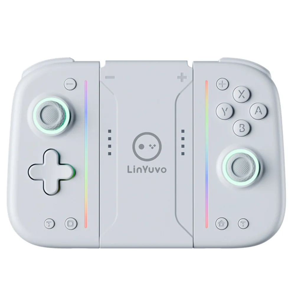 LinYuvo Switch Joy Cons Mechanical Buttons with Rubber Back Cover Colorful Lights Macro Function BT Game Controller