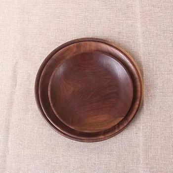 Eco Friendly Customized Restaurant Food Serving Tray Tea Fruit Plates Hotel Breakfast Wooden Rolling Tray