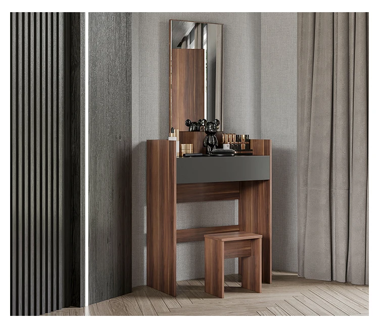 Modern  Melamine Queen Size Bedroom Furniture Set Wooden Sliding Door Wardrobe & Makeup Table Bedroom Furniture Set