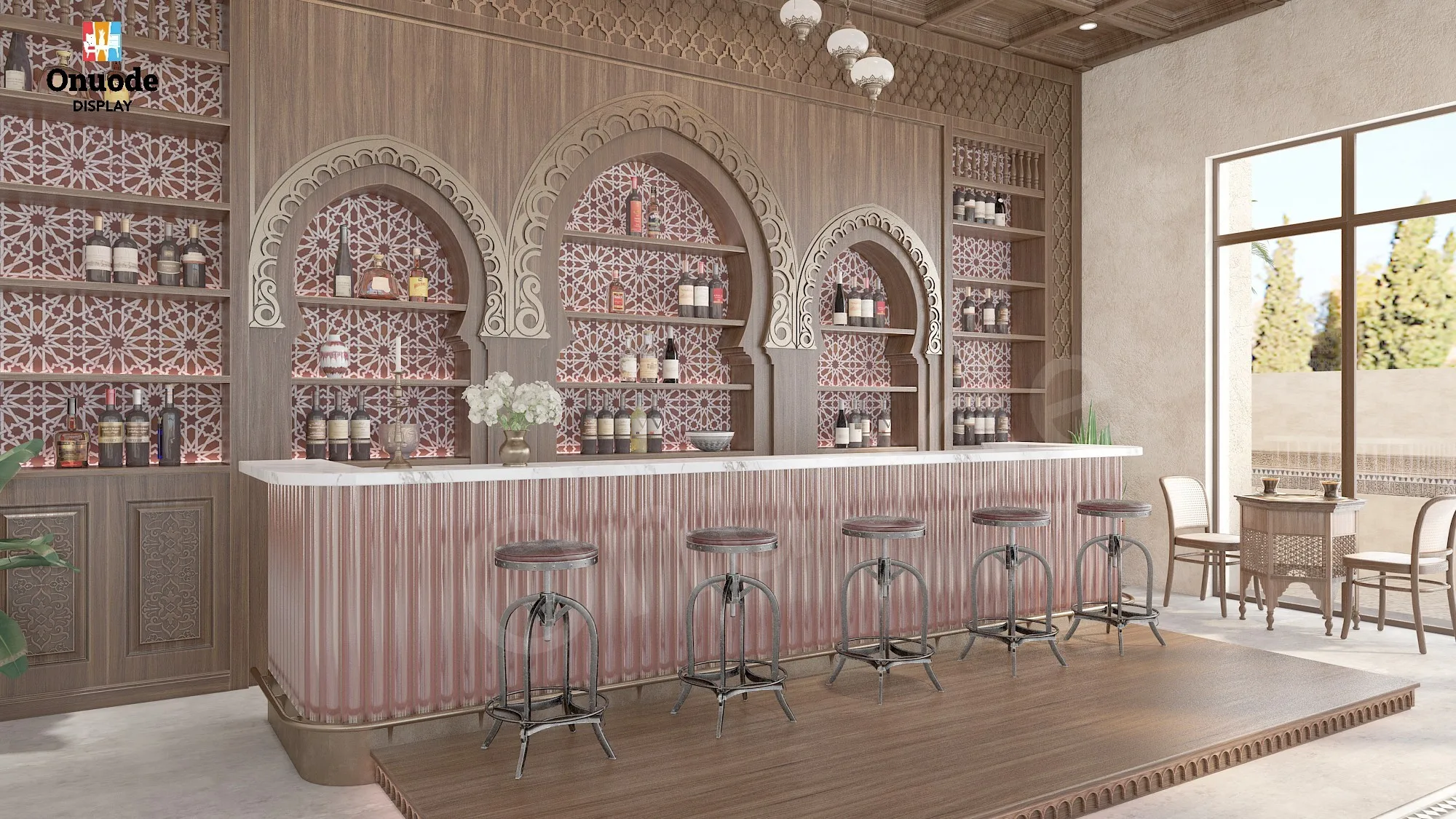 Elegant Design Wood Cafe Bar Counter Showcase for Enhancing Your Wooden Interior