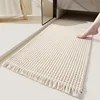 Tassel woven bathroom mat - beige