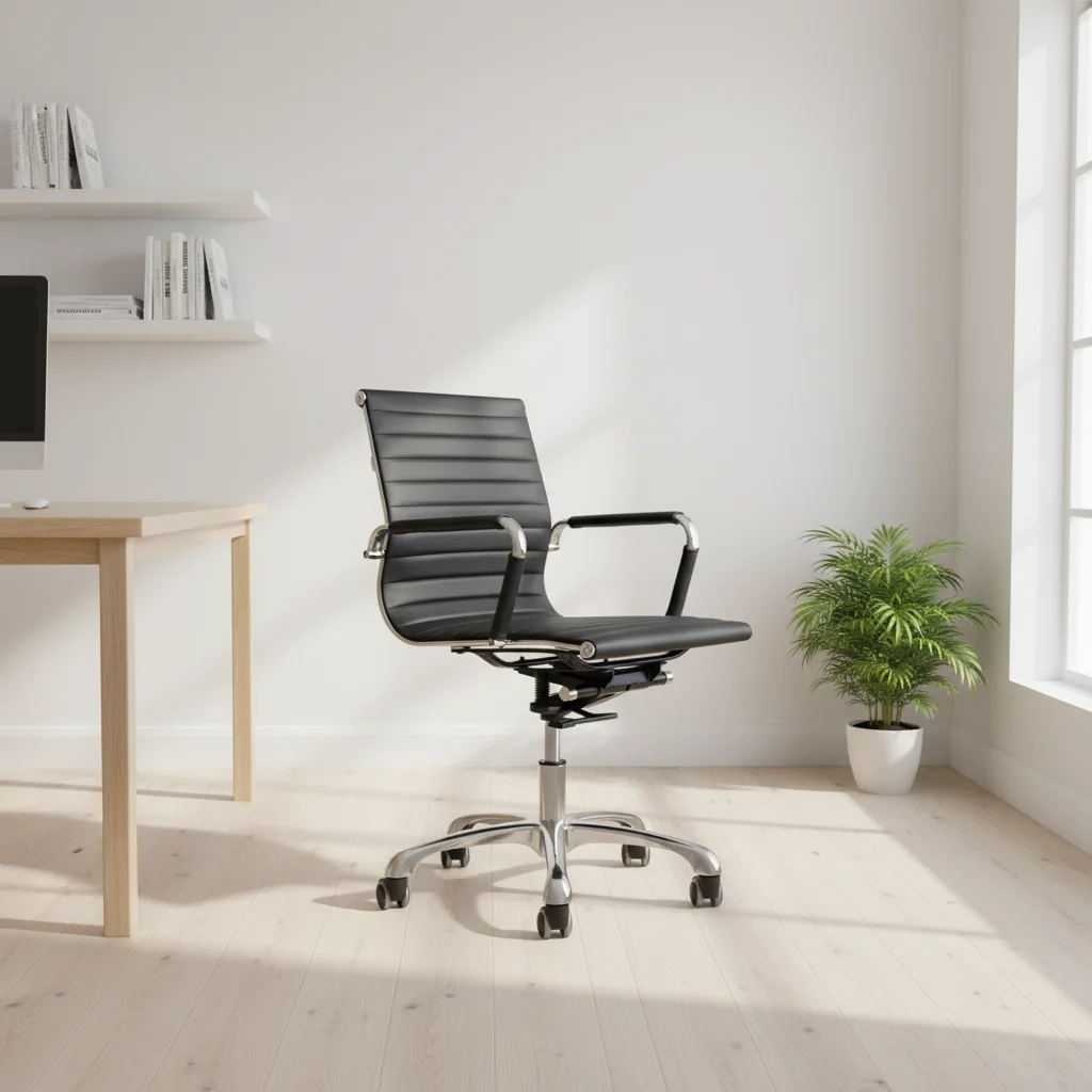 Ergonomic Leather Modern Executive Height Adjustable Aluminium Base Chair for Home Office 5