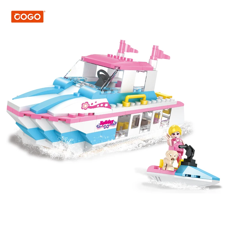 COGO 164 PCS ABS Assemble Plastic Luxury Yacht Ship Creative Building Brick Block Toys for Kids