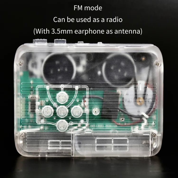 Wireless Transparent MP3 Converter Music Player Receiver 3.5mm Audio Jack USB Battery Powered Tape Cassette Player