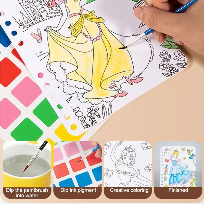 Salyeeluly Kit D'Art Tissu à Coller - Crée Ta Princesse - Livre De Dessin Créatif - Dès 4 Ans - Cadeau Anniversaire