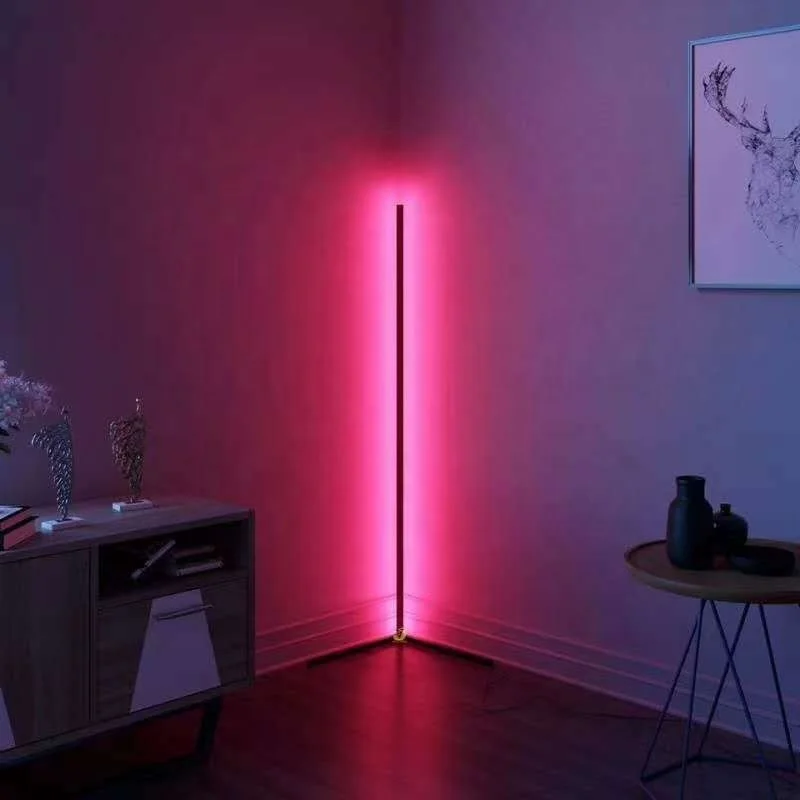 2021 New Etch Designer RGB Rainbow Remote Control Dimming Stand Lighting Led Floor Lamp RGB Corner Sunset Lamp