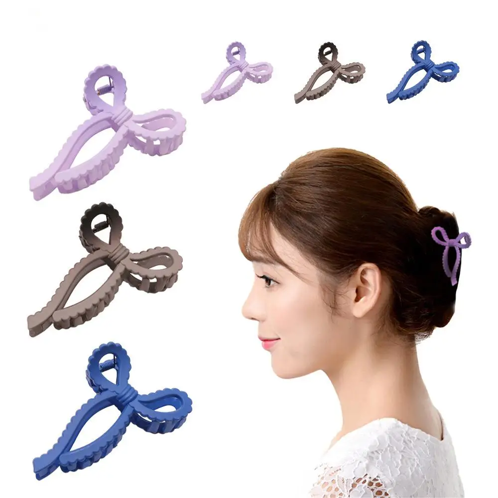bowknot ribbon shape matte hair claw clip for mother daughter