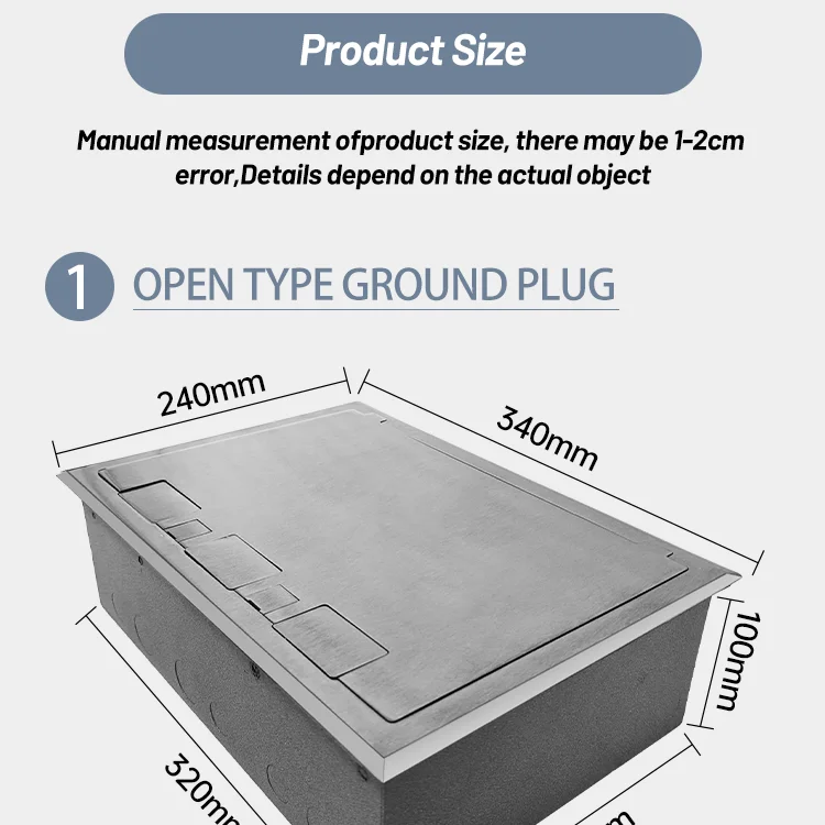 Open Floor Socket Embedded Six Position Power Combination Stainless ...