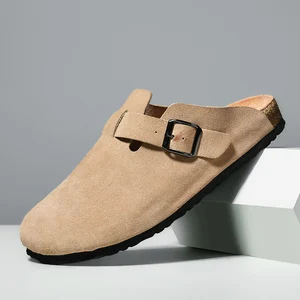 Custom Unisex Clog Mules Classic Suede Leather Slip on Women Cork Platform Mules