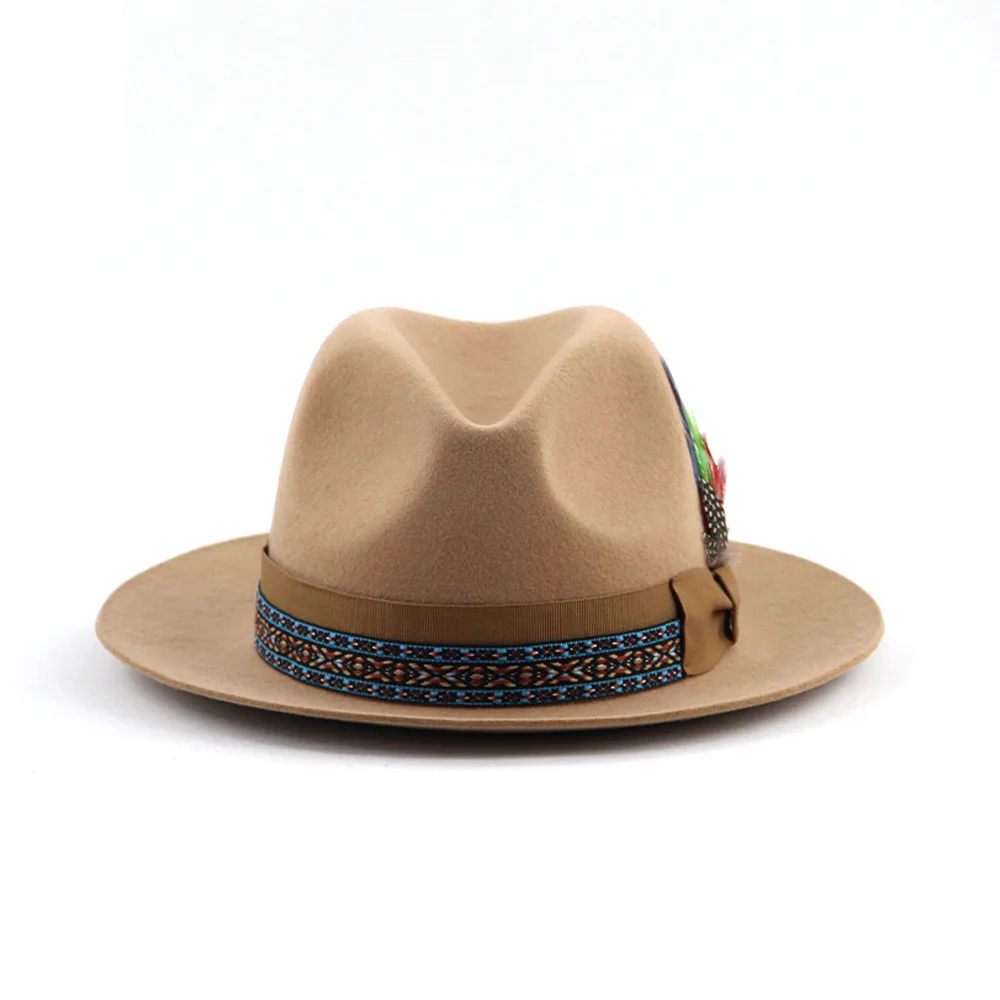 LiHua Hot Selling Wide Brim Fedora Hats Men 100% Australian Wool Handmade Wool Felt Unisex Ombr Fedora Hats Wholesale