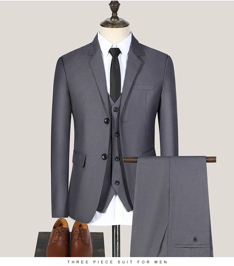 2 Pieces And 3 Pieces Men Suits Slim Fit Suit Black Wedding Suit Blazer ...