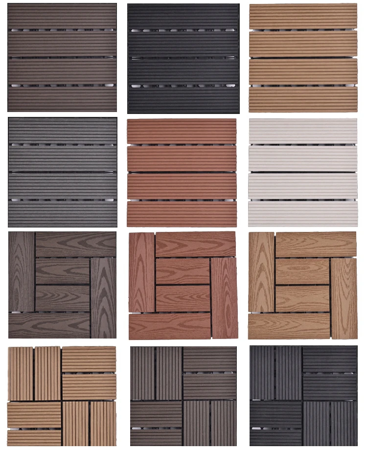 Modern waterproof WPC tile pedestal deck tiles plastic decking wooden deck for terraces
