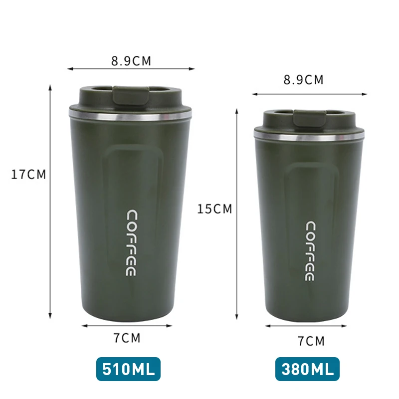 380ml/510ml Stainless Steel Coffee Cup Travel Thermal Mug Leak
