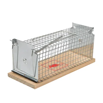Metal Mouse Trap Cage Wooden Mice Rat Trap Humane Live Mousetrap Rodent Killer Catcher