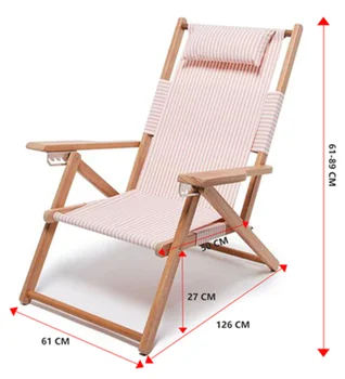 Customized  own outdoor wooden  folding beach  chair with premium  canvas uv50 waterproof  for garden beach  coffee