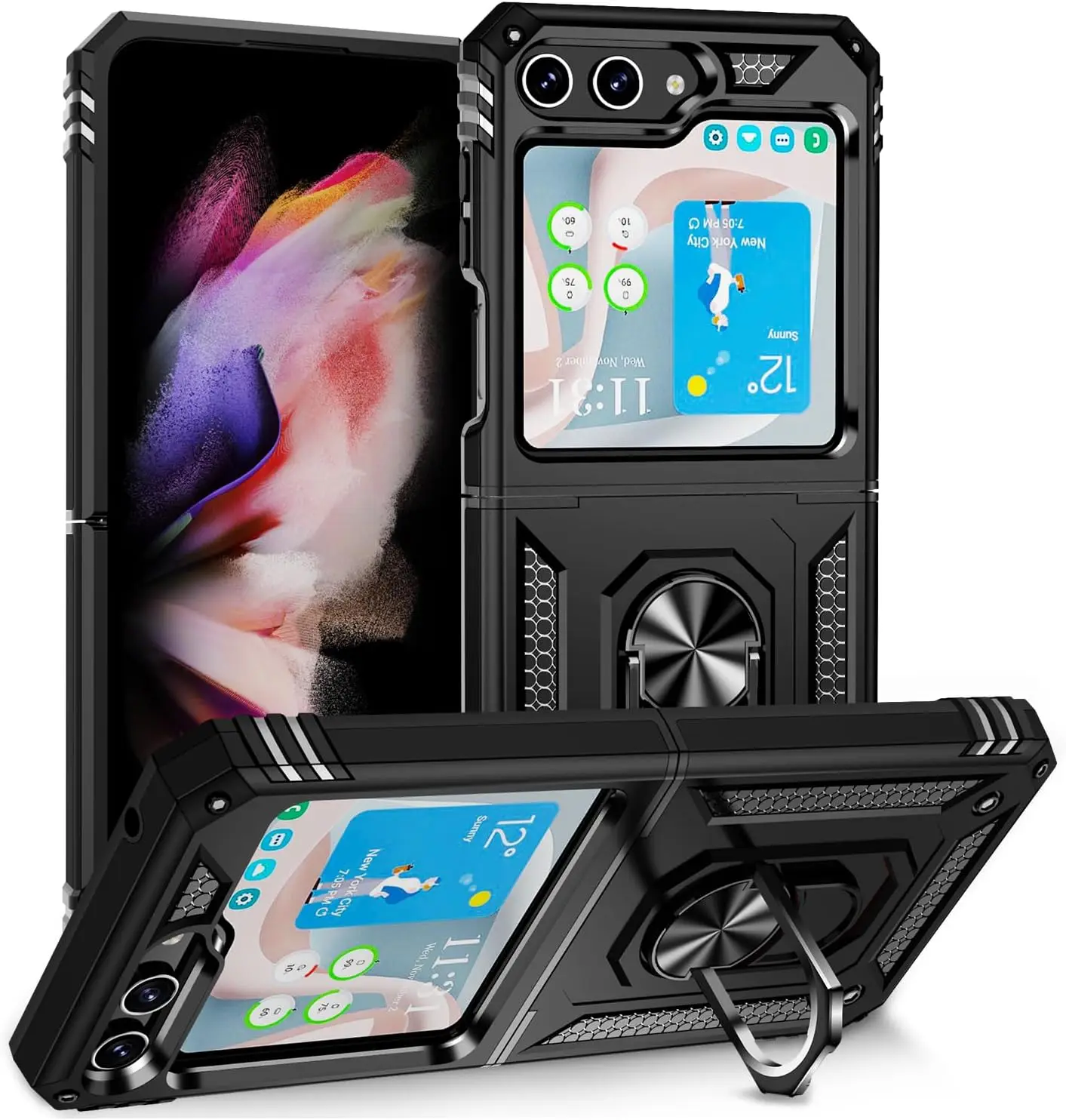 Laudtec for Samsung Galaxy Z Flip 6 Case with Hinge Protective 360 Rotate Ring Magnetic Holder Phone Case