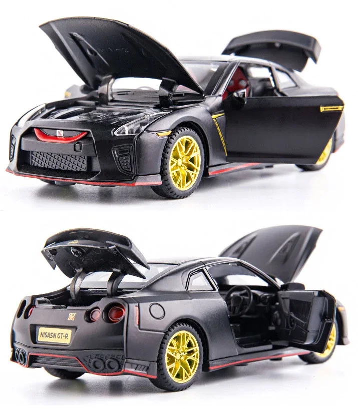 Hot GTR 1:32 Diecast Car Toys Model Full Door Open Electronic Metal Pull Back Cars Toy Vehicles for Kids