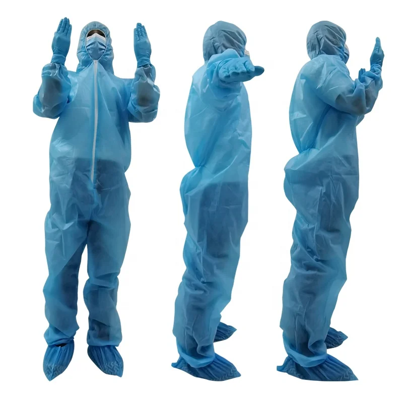 Disposable patient waterproof hazmat suit PP PE suit en14126 Reusable coverall type 5/6 Safety PPE uniform SMS microporous