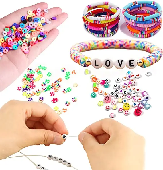 13200PCS 84 Colors Flat Round Polymer Clay Beads Kit Heishi Alphabet Letter Beads for Jewelry Bracelet Necklace Making