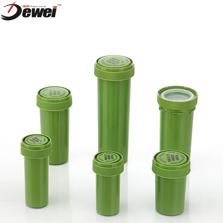 Child Resistant Vial Plastic Medical Vials With Reversible Cap Reversible Pharmacial Vials With Push Down