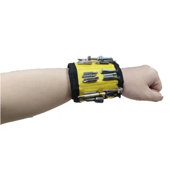 Magnetic Wristband, Magnetic Wrist Band with 15 Super Strong Magnets and 2 Pockets Tool Belt for Holding Screws Nail