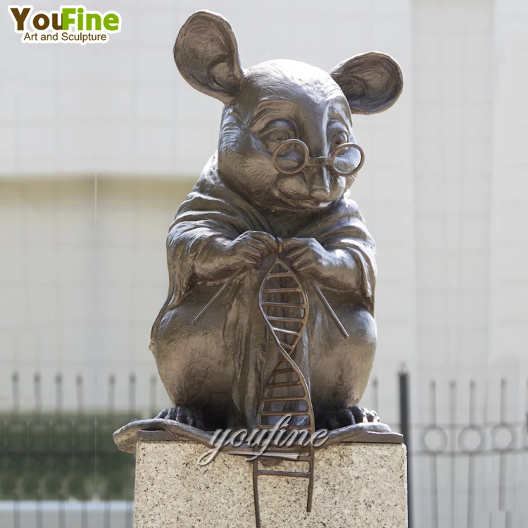 High Quality Casting Modern Abstract Bronze Mouse Knitting Dna Sculpture Metal Statue for Outdoor